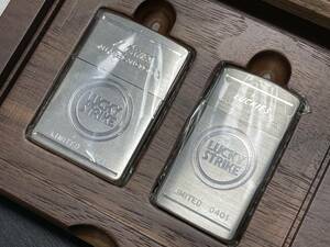 未使用品 1998年製 LUCKY STRIKE LIMITED EDITION ラッキーストライク ZIPPO SET ジッポ ジッポー 2個セット 木箱 シリアルナンバー0401