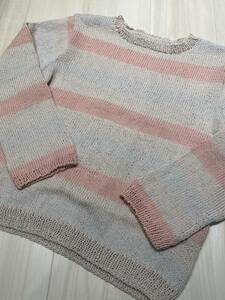 未使用 レディース 春物 セーター 約９号 ハンドメイド 手編み ニット 綿１００％　ラメ