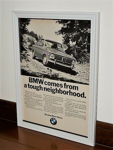 1970年 USA 70s vintage 洋書雑誌広告 額装品 BMW 2002 / 検索用 1600 1602 店舗 ガレージ 看板 ディスプレイ 装飾 ( A4size A4サイズ )