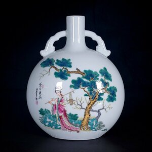 ◆古寳堂◆清 雍正年製款 粉彩 紅樓夢人物故事紋 抱月瓶 古陶瓷品 極細工 古置物 古擺件 中国古美術 時代物 古董品