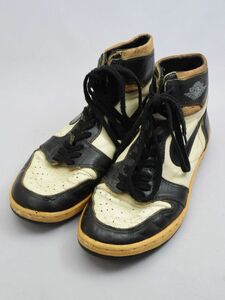 77_YK_719)[ジャンク] 1985年製 AIR JORDAN 1 BLACK / WHITE OG Panda エアージョーダン 1 パンダ 851202BY 25.5cm