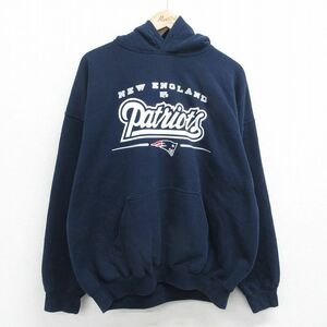 XL/古着 長袖 スウェット パーカー メンズ 00s NFL ニューイングランドペイトリオッツ 大きいサイズ 紺 ネイビー アメフト スーパーボウル