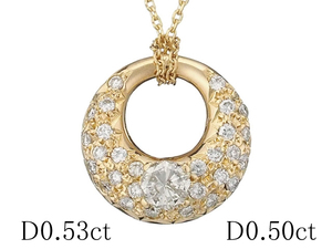 ダイヤモンド/0.53ct 0.50ct デザイン ネックレス K18YG