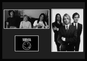 10種類!Nirvana/ニルヴァーナ/ROCK/ロックバンドグループ/証明書付きフレーム/BW/モノクロ/ディスプレイ (8-3W)