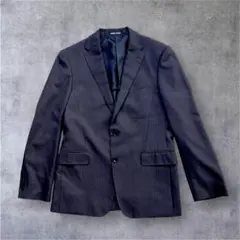 『洋服の青山』テーラードジャケット A-6 スーツ 黒 シャドーストライプ