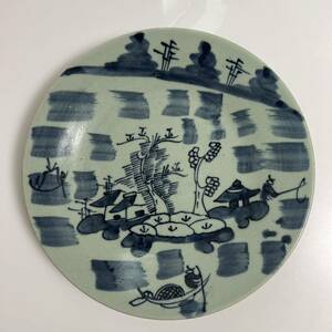 陶磁器　成化年製　染付皿　飾り皿　大皿　飾皿　