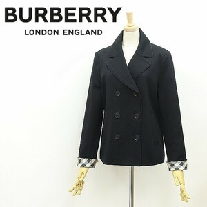 美品 国内正規品◆BURBERRY LONDON バーバリー ロンドン コットン ダブル ジャケット 黒 ブラック 170A