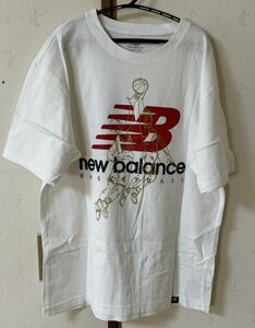 New balance WhiteバスケットボールモチーフTシャツメーカーサイズS(日本規格Mサイズ)