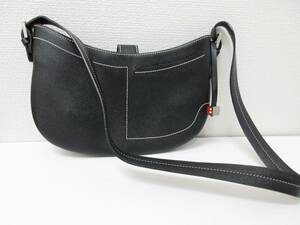 美品□BALLY バリー ショルダーバック レザー ブラック 黒 横長 管理1909