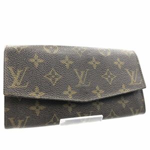 ■美品■希少廃盤■LOUIS VUITTON ルイヴィトン　モノグラム　エンベロープ　長財布　ブラウン　ゴールド金具　刻印あり　PVC×レザー