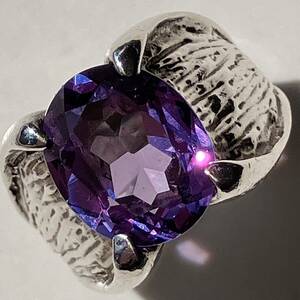 紫の合成サファイアの指輪 サイズ12 シルバー 銀製