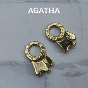 【匿名配送】 AGATHA アガタ チャーム 2つセット ロゴ 犬 ゴールド 2