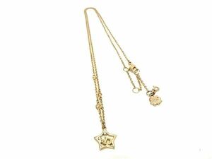 1円 ■美品■ ChristianDior クリスチャンディオール ラインストーン スター ネックレス ペンダント アクセサリー ゴールド系 BJ2368