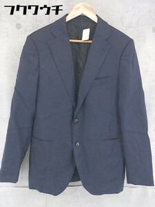 ◇ ZOZO ゾゾ シングル 2B ストライプ ネーム刺繍あり 長袖 ジャケット サイズ ネイビー メンズ