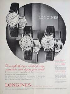 稀少・時計広告！1961年ロンジン 時計広告/Longines Automatic Watches/H-1