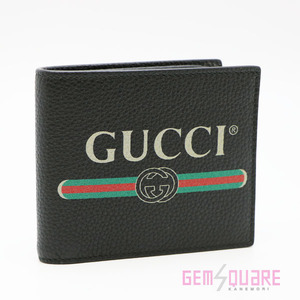 【値下げ交渉可】GUCCI グッチ 財布 ヴィンテージロゴ 二つ折り財布 黒 カーフ 未使用品 496309【質屋出店】