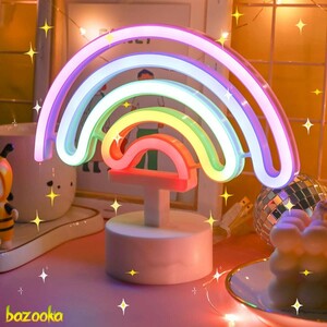 ネオンサイン レインボーライト 5色の虹 子供部屋に最適 電池&USB給電 ルームデコレーション ナイトライト 雰囲気作り 贈り物 室内飾り