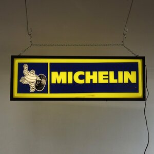 ヴィンテージ Michelin ライトサイン/ミシュラン 看板 ビリヤード 照明 店舗什器 ライト 吊り下げ ディスプレイ＃602-150-78-244