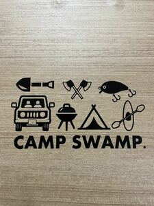 71.【送料無料】 CAMP SWAMP キャンプ 沼 カッティングステッカー テント 釣り アウトドア 【新品】