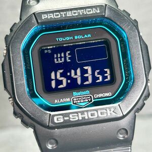 美品 CASIO カシオ G-SHOCK ジーショック GW-B5600-2 腕時計 タフソーラー 電波時計 デジタル 多機能 ブラック×ブルー メンズ 動作確認済