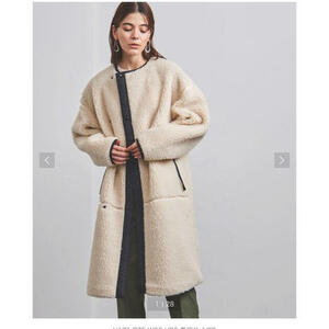 HYKE】FAUX SHEARLING COAT ハイク ファウックスシアリングコート ボアコート ノーカラー 1