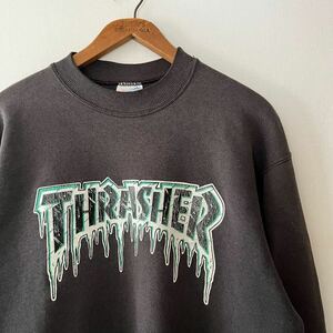 90s THRASHER スウェット ブラック ビンテージ 90年代 スラッシャー トレーナー 黒 OLD SK8 オリジナル ヴィンテージ