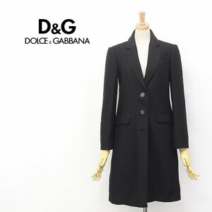 ◆D&G/ドルチェ＆ガッバーナ 襟切替 モヘヤ混 チェスター コート ブラック 36