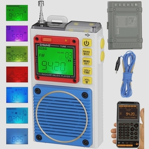 送料無料★ラジオ小型防災 Bluetoothスピーカー MicroSDカード対応 懐中電灯 SOSアラーム (ロボット)
