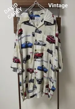 DAVID CAREY　アロハシャツ　総柄　車柄　レーヨンシャツ　2XL