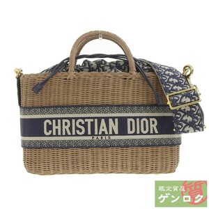 【中古】Dior ディオール ショルダーバッグ 2WAYかごバッグ 2WAYバッグ ハンドバッグ ラタン キャンバス 斜め掛け【質屋】