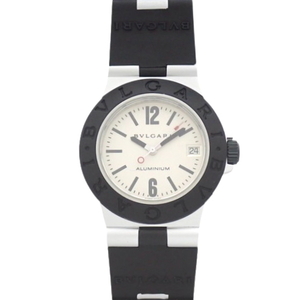 【保証書付】ブルガリ アルミニウム AL32A AL/ラバー クオーツ 腕時計 1998年購入 シルバー ブラック ボーイズ 40802095644【アラモード】
