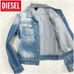 美品/Lサイズ!!! ディーゼル DIESEL デニム ジャケット ブルゾン G ジージャン ライダース ロゴ刻印ボタン 【高級カジュアル】大きいサイズ