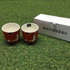 GX4416 MARIMEKKO マリメッコ UNIKKO ウニッコ 067849-001 ラテマグカップ 2個セット食器 ホワイト.レッド 未使用 保管品 コップ