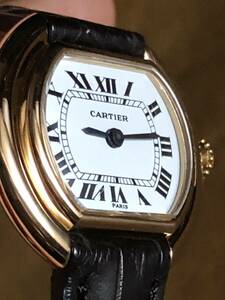 【CARTIER ELLIPSE Louis Cartier Collection】稀少PARIS文字盤クラック無し！雰囲気◎手巻き18K OH済 純正Dバックル付 ルイカルティエCPCP