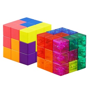 Yj diy磁気キューブビルディング ブロック3Dマグネットタイル7個セットパズルスピードキューブ54個ガイドカードintelligencetoys
