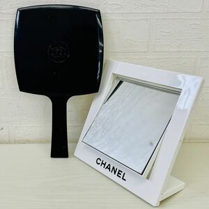 CHANEL シャネル ハンドミラー 手鏡 スタンドミラー 回転式 卓上ミラー 置き鏡 ミラー 鏡 メイク小物 ブランド 白 ホワイト コスメ小物 AT