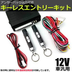 12V キーレスエントリーキット キーレスキット 汎用 アンサーバック機能有 ダミーセキュリティ 日本語配線図 社外品 /153-1