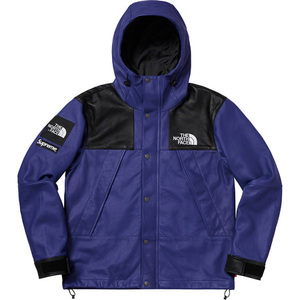 即決 supreme 18aw north face leather mountain parka royal S