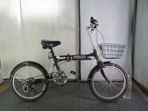 D473★10000円★　折りたたみ中古自転車　ブラウン　カゴ　6段変速　Rサス付き【20インチ 】 入札お待ちしております(*^▽^*)