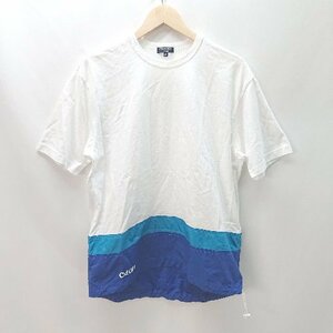 ◇ COMME des GARCONS HOMME コムデギャルソン ナイロン切り替え CDGHロゴ 半袖 Tシャツ サイズM ホワイト ブルー メンズ E