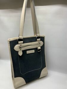 【良品】バーバリー BURBERRY トートバッグ 裏地チェック キャンバス レザー 切替 ロゴ 鞄 黒 ブラック ベージュ