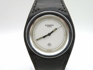 1円◆稼働◆ エルメス HA1.710 白 クオーツ ユニセックス 腕時計 Ｍ17203