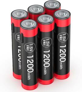 USB単4電池*6本 Deleipow 単4形 リチウム電池 単4形充電池 6本セット USB充電式 リチウムポリマー 1200m