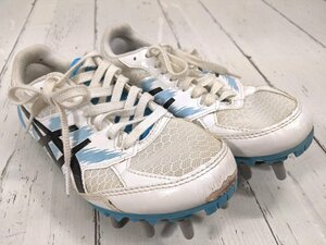 【9yt003】陸上競技用スパイクシューズ asics アシックス 1091A014 エフォートMK ホワイト×ブルー サイズ：22.5㎝◆y98