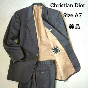 1円～　【極美品/正規品】　Christian Dior　クリスチャンディオール　セットアップ　スーツ　ウール　A7　XL　グレー　オールド　