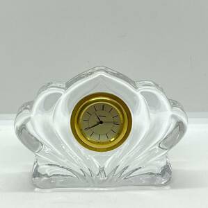 未使用☆HOYA　クリスタルガラス　Desk　Clock 置き時計 インテリア　クォーツ　電池切　箱付　取り扱書付/2876-5