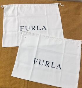 フルラ「FURLA」 バッグ保存袋 2枚組 同サイズ（1972）正規品 付属品 内袋 布袋 巾着袋 バッグ用 布製 ホワイト