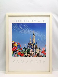 ヒロ・ヤマガタ 1992年大判オフセット「ユーロキャッスル」画寸54cm×53cm オーロラ城を背景にお馴染みのキャラクターたちが勢揃い 5499