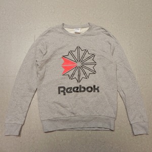 ◇ Reebok リーボック ビッグロゴ プリント 長袖 トレーナー サイズS スウェット グレー 古着 即決 ★a