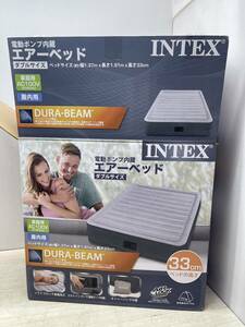 送料無料S84883 INTEX エアーベッド ダブルサイズ 屋内用 電動ポンプ内蔵 良品